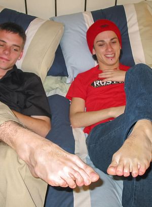Phillip Ashton and Skug shows off their sneakers and socks
