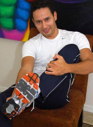 Alex shows off his sneakers and socks