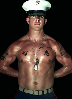 cum shots masturbation military muscle men solo tattoo uniform 